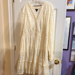 Torrid Cream Floral Long Sleeve Dress sz 3